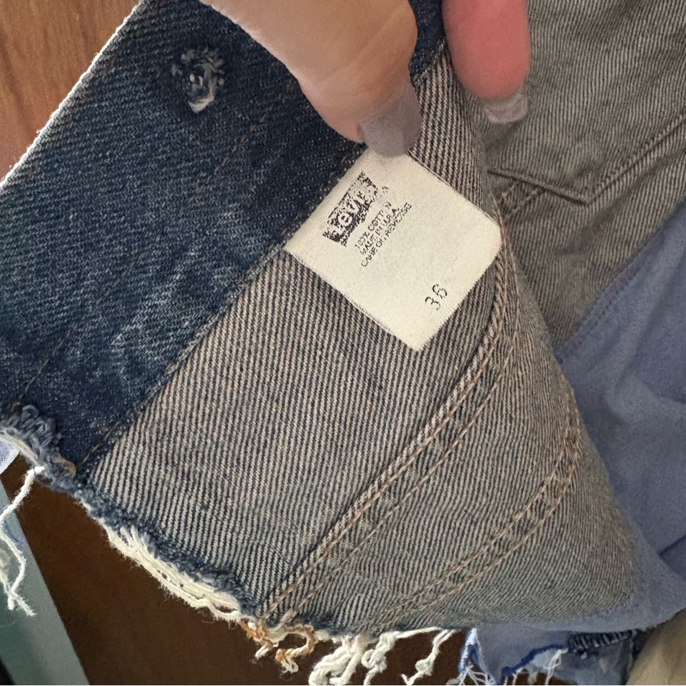SOLD Levis sz L Remake DIY Denim Blue Button Down Shirt Long Sleeve Reconstructe - Picture 13 of 16